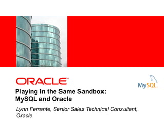 <Insert Picture Here>




Playing in the Same Sandbox:
MySQL and Oracle
Lynn Ferrante, Senior Sales Technical Consultant,
Oracle
 