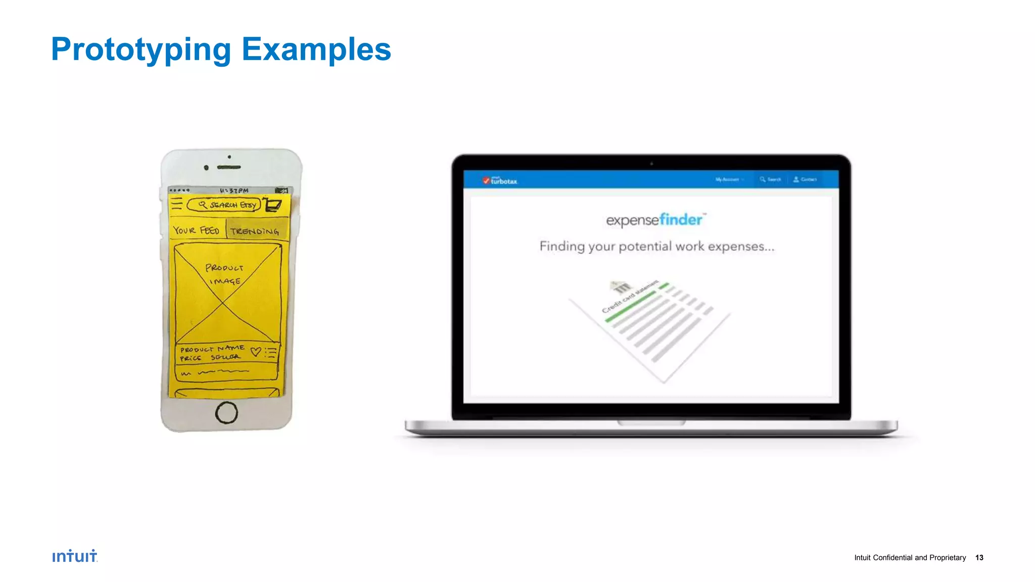 Intuit Confidential and Proprietary 13
Prototyping Examples
 