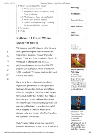 Mysteries of Nidhivan - Hidden truth and revelation PDF