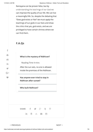 Mysteries of Nidhivan - Hidden truth and revelation PDF