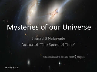 Mysteries of our Universe
Sharad B Nalawade
Author of “The Speed of Time”
24 July, 2013
 