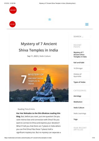 Mystery of 7 Ancient Shiva Temples in India.pdf