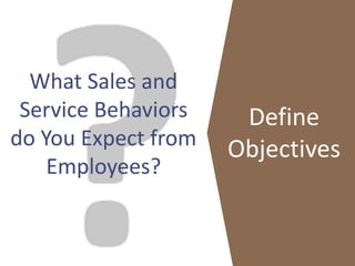 What Sales and
Service Behaviors
do You Expect from
Employees?
Define
Objectives
 