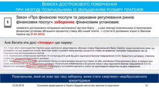 15.05.2018 Споживче кредитування в Україні: будуємо мости між законом та практикою 15
ВИМОГА ДОСТРОКОВОГО ПОВЕРНЕННЯ
ПРИ Н...