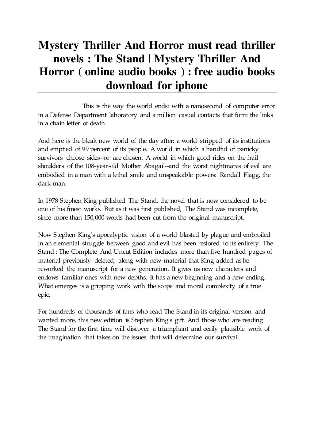 Mystery Thriller And Horror Must Read Thriller Novels The Stand mystery-thriller-and-horror-must-read-thriller-novels-the-stand