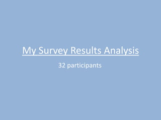 My Survey Results Analysis
        32 participants
 