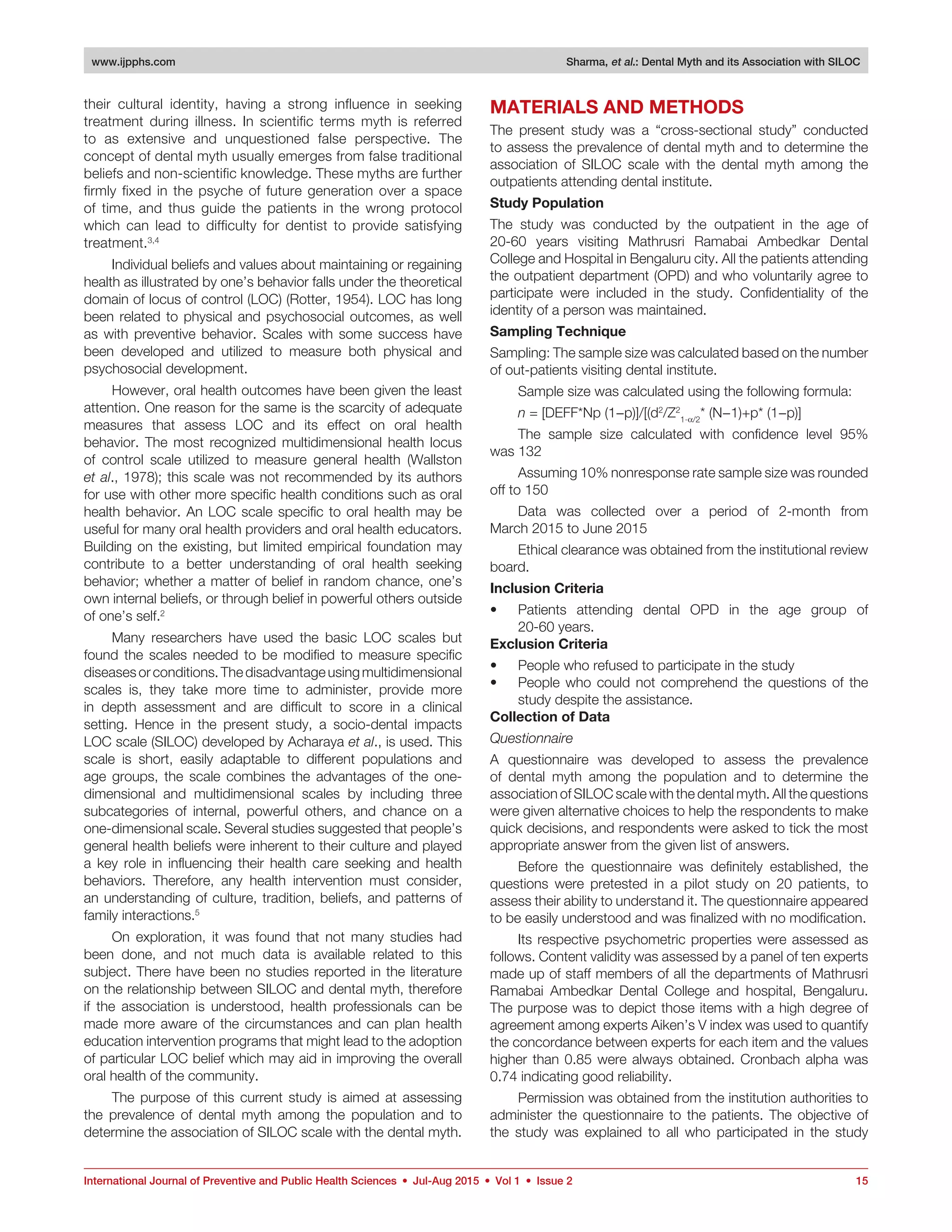 Dental Myth, Fallacies and Misconceptions and its Association with ...