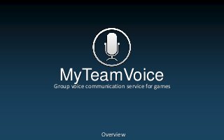 MyTeamVoiceGroup voice communication service for games
Overview
 