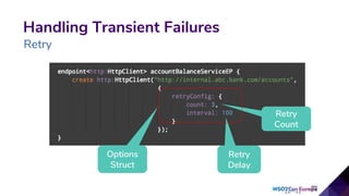 Handling Transient Failures
Retry
Retry
Count
Retry
Delay
Options
Struct
 