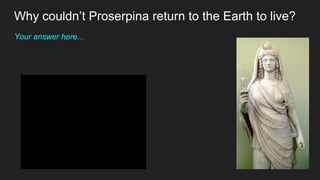 Why couldn’t Proserpina return to the Earth to live?
Your answer here...
 
