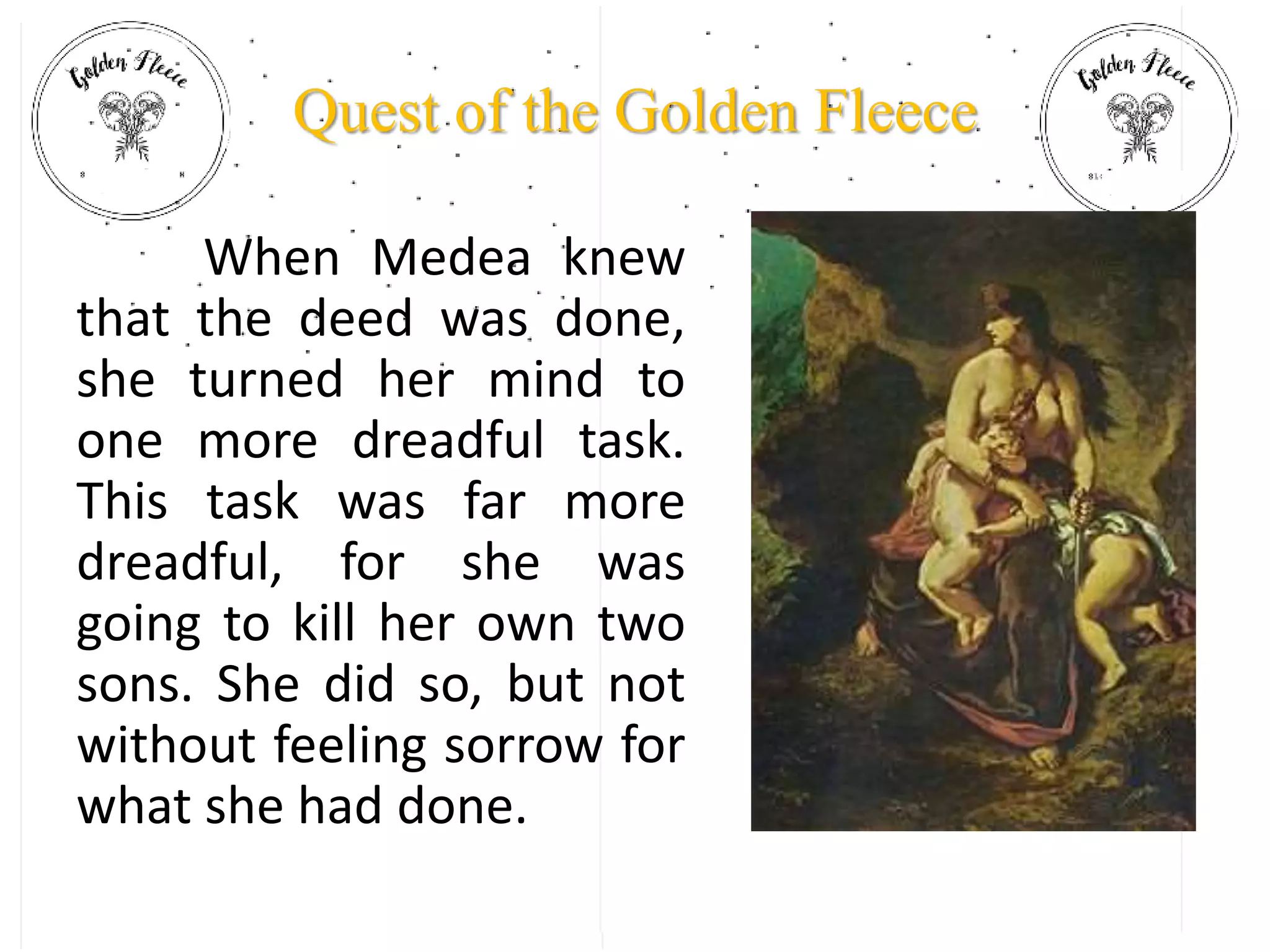 The Quest Of The Golden Fleece Summary GREEK MYTHOLOGY : quest of golden fleece | PPT