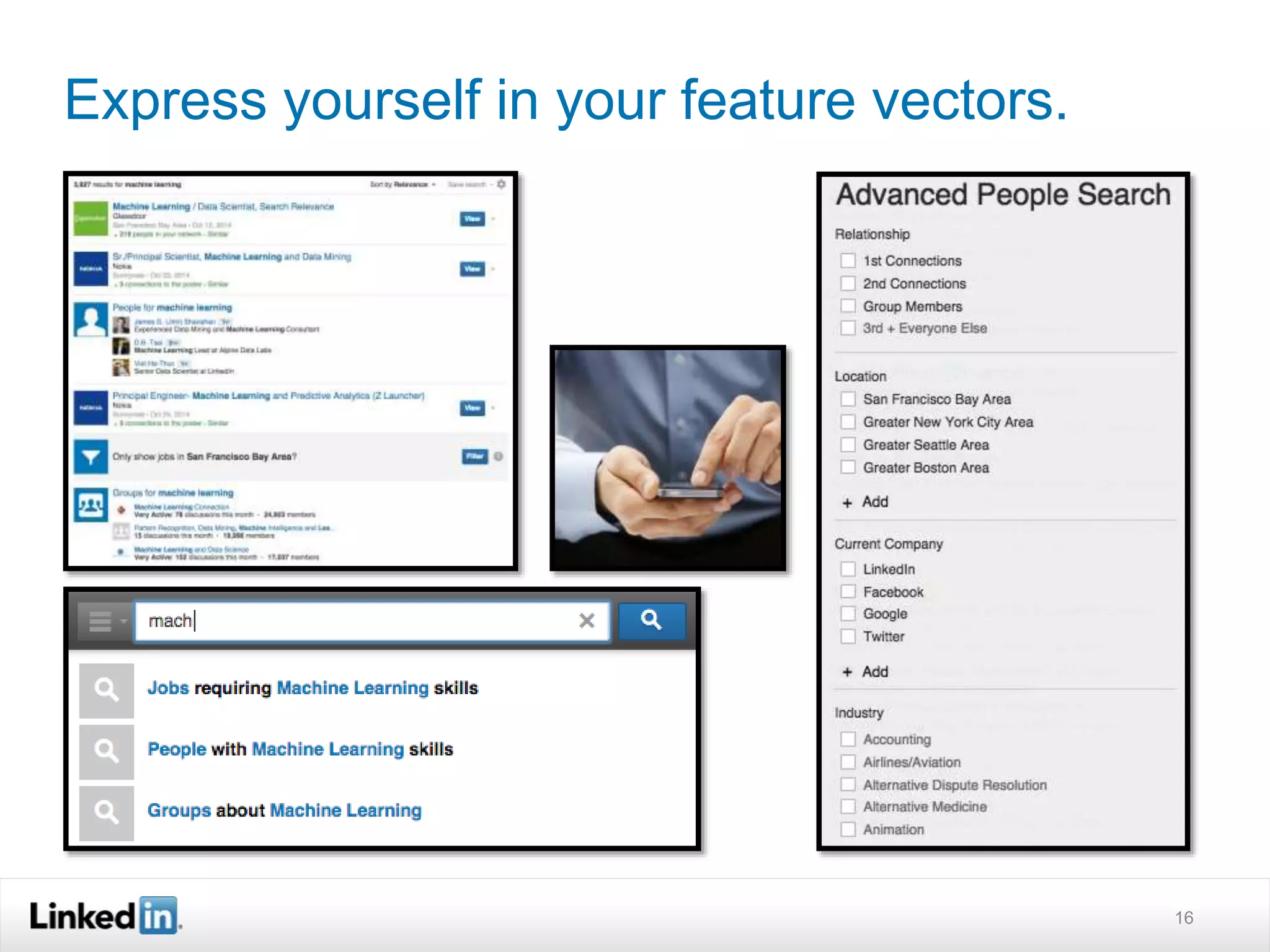Express yourself in your feature vectors. 
16 
 