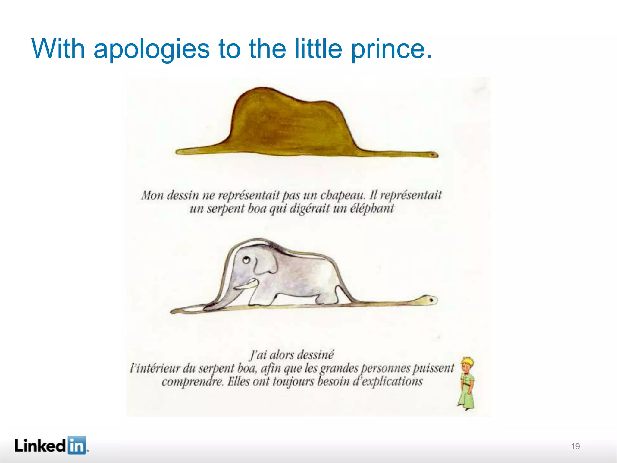 With apologies to the little prince. 
19 
 