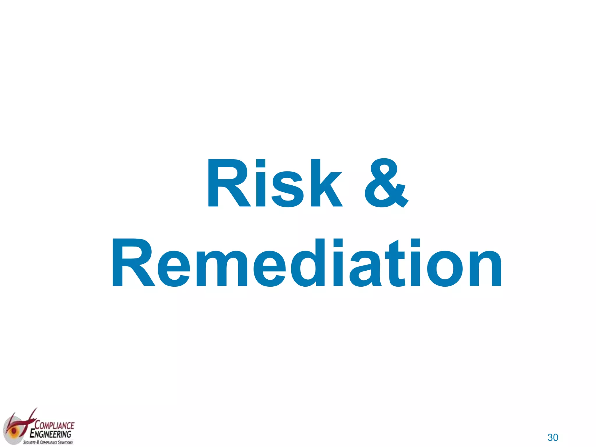 30
Risk &
Remediation
 