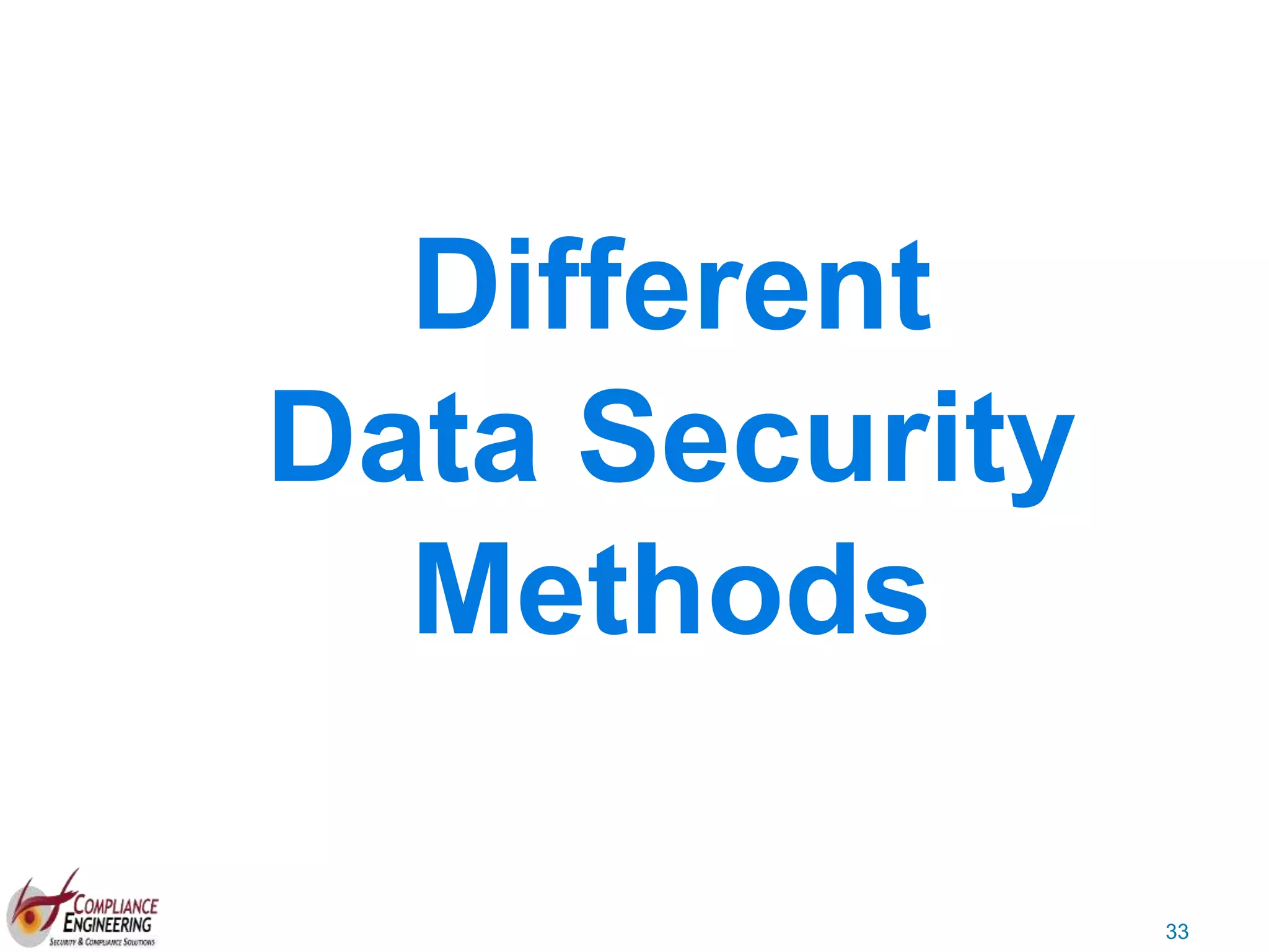 33
Different
Data Security
Methods
 