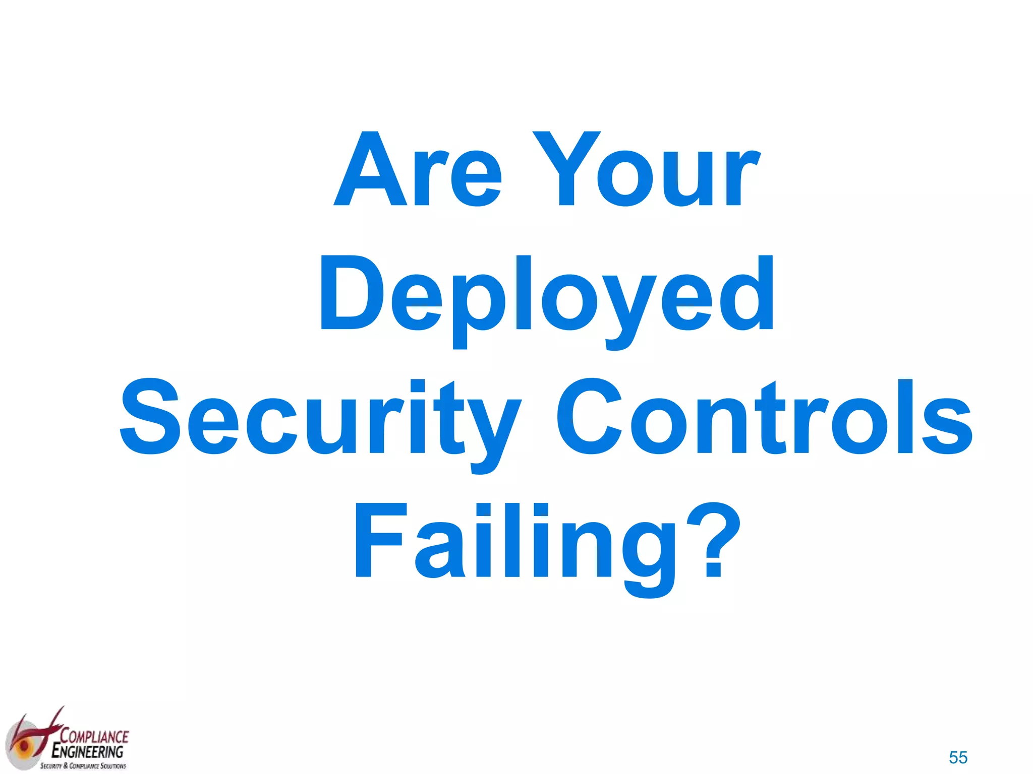 55
Are Your
Deployed
Security Controls
Failing?
 