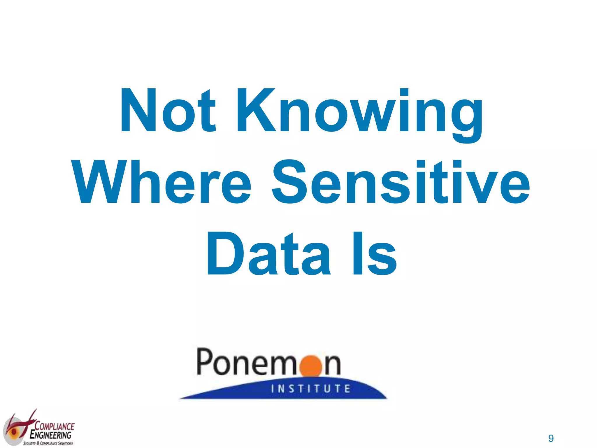 9
Not Knowing
Where Sensitive
Data Is
 