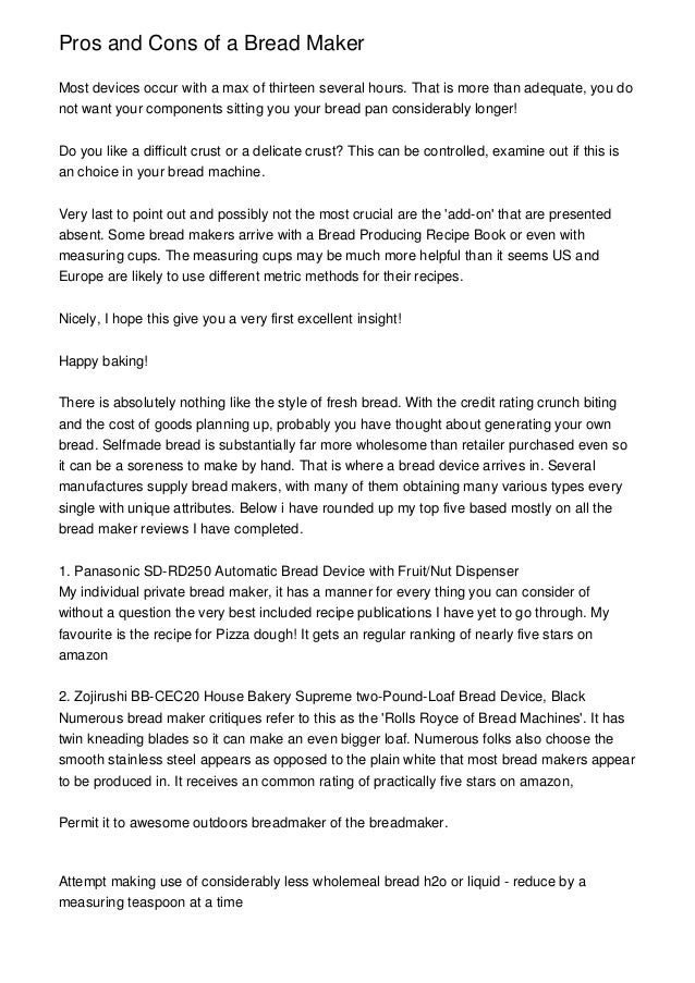 Pros and Cons of a Bread Maker