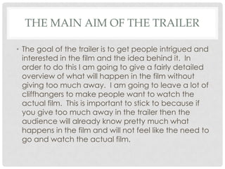 STUDIO ASSIGNMENT
• I think that it would be a good idea to assign my film
to a studio company such as Universal, as they
generally create films that are meant for family
viewing and for audiences like my own. Films such
as dramas and comedies are generally produced
under this company because they know that they
are renowned for appealing to a very specific type
of audience.

 