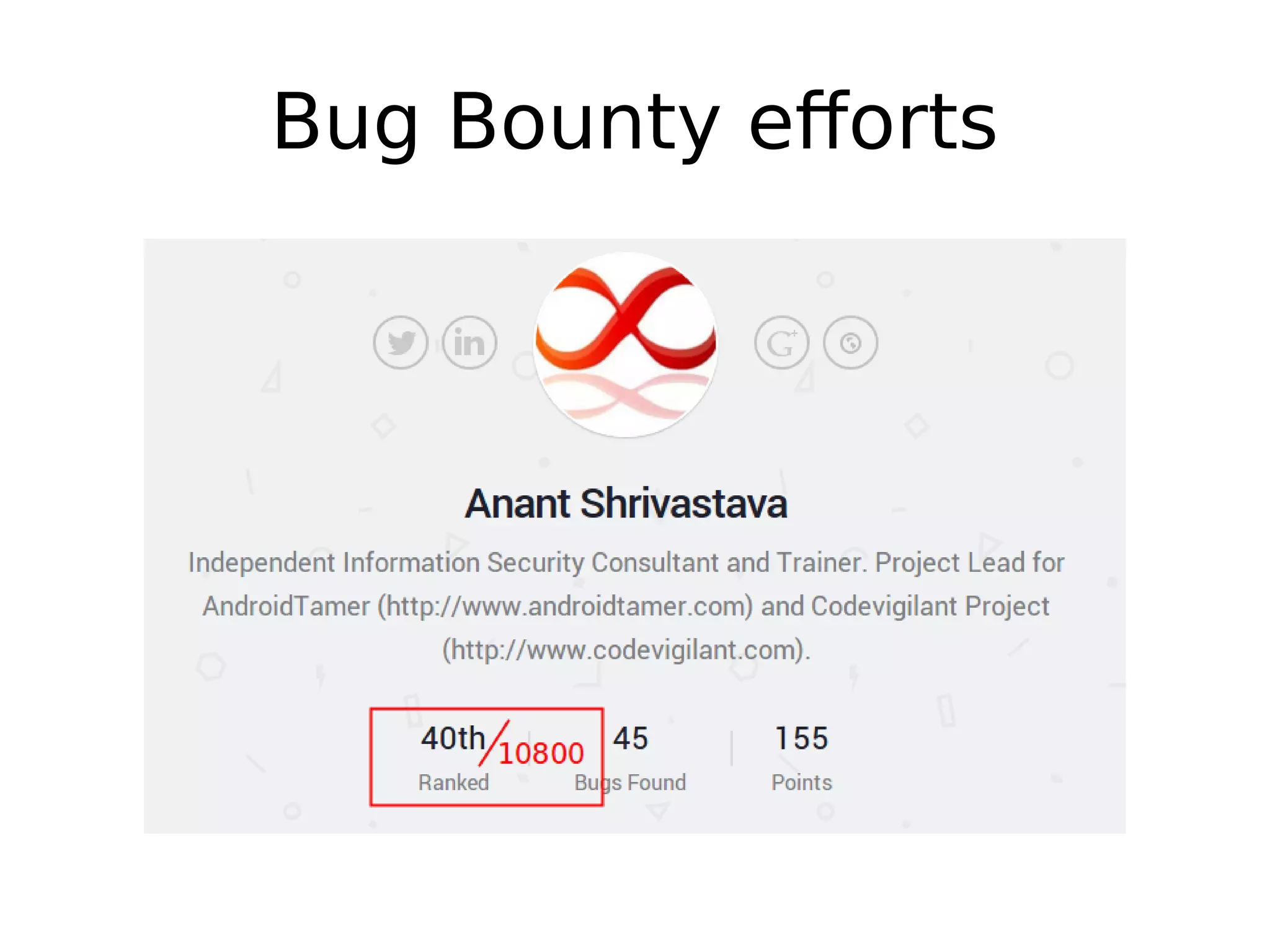 Bug Bounty efforts 