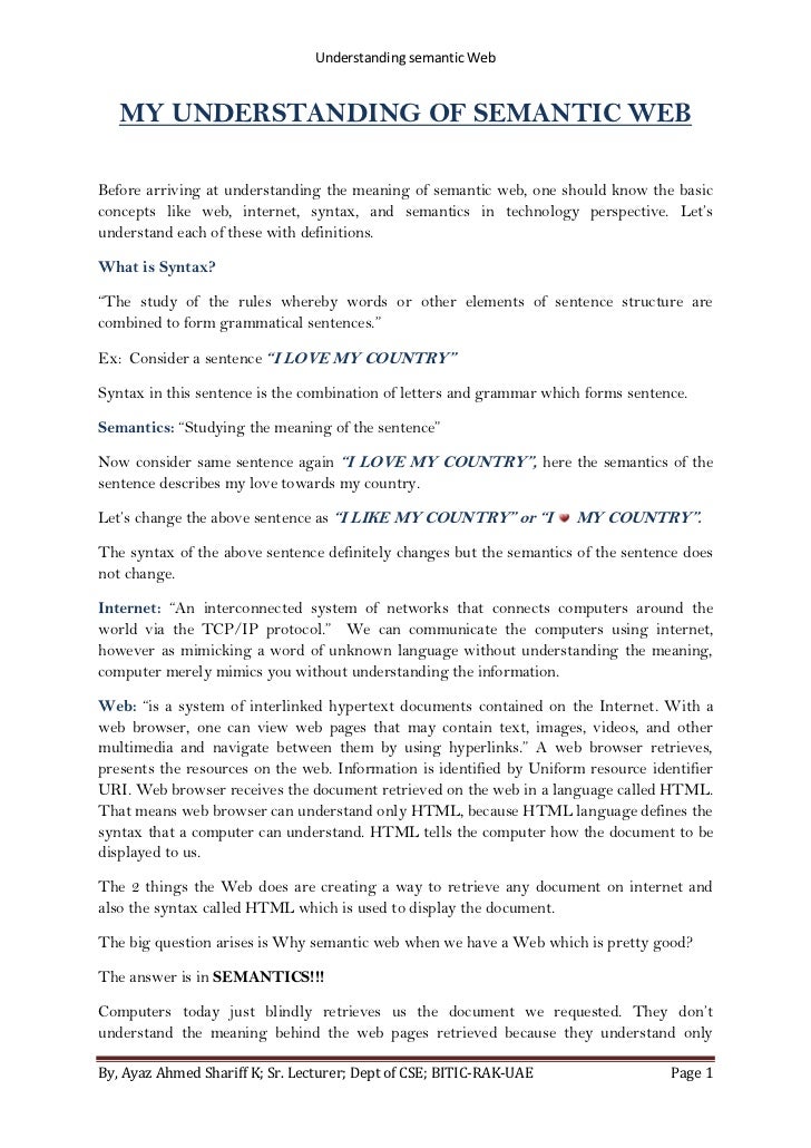 My Understanding Semantic Web - 