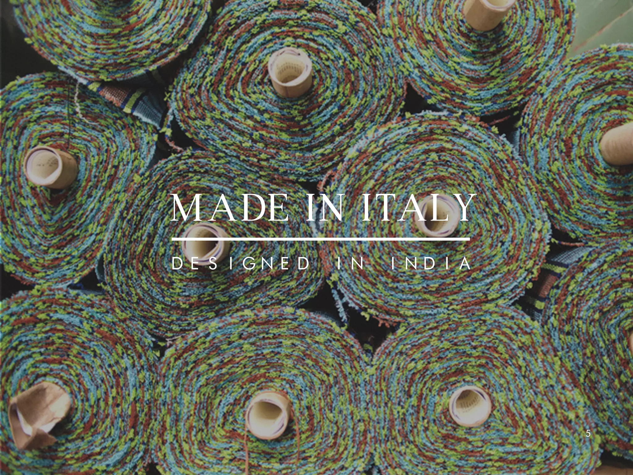 MADE IN ITALY
DESIGNED IN INDIA
5
 