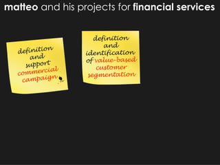 matteo  and his projects for  financial services 