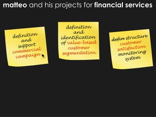 matteo  and his projects for  financial services 