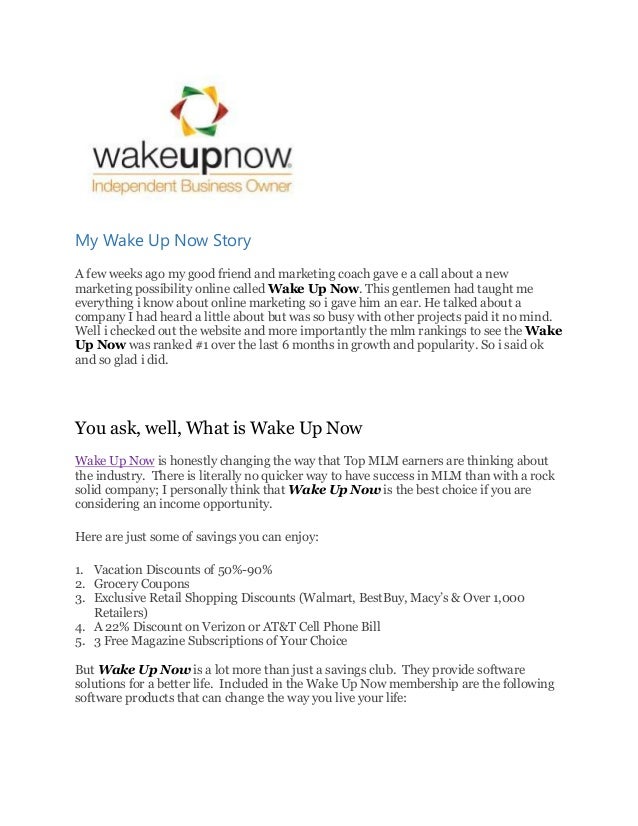 My Wake Up Now Story