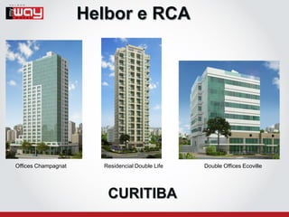 Helbor e RCA




Offices Champagnat     Residencial Double Life   Double Offices Ecoville




                        CURITIBA
 