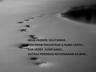 MEUS PASSOS, SOLITARIOS... TENTARAM ENCONTRAR O RUMO CERTO... POR VEZES  ACERTANDO... OUTRAS PERDIDOS RETORNARAM AO MAR... 