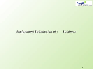 1
Assignment Submission of : Sulaiman
 