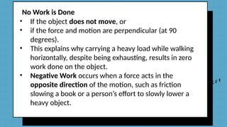 Zero Work Physics Example SCIENCE 8 - WORK In PHYSICS_FOURTH QUARTER | PPTX