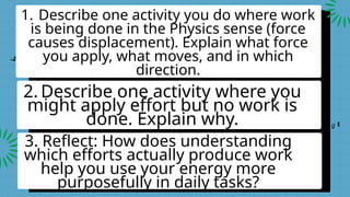Understanding Work in Physics: Concepts, Examples, and Activities for ...