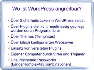 Weshalb WordPress Sicherung


    Verlust von Daten (Bilder/Artikel/Videos)

    Verlust von Unternehmensimage

    Verlust von Kunden

    Verlust von Vertrauen bei Kunden

    Verlust von Investitionen

    Verlust von Umsätzen
 