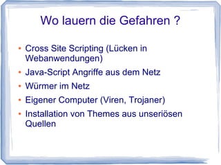 Fehlerfaktoren in WordPress


    Kaputte Server-Festplatte

    Kaputte Datensicherung

    Zerstörung durch Updates

    Fehlerhafte Plugins

    Falsche Berechtigungen
 