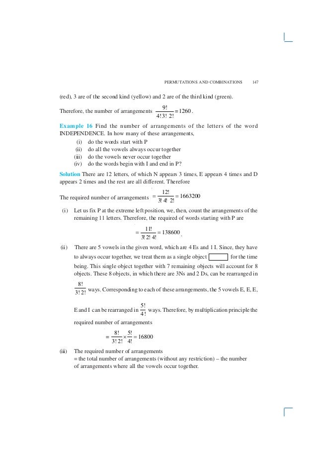 Permutation and binations Permutation and binations