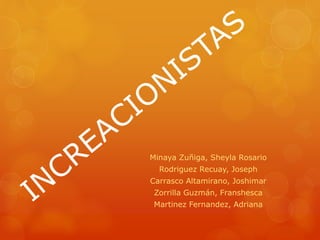 Minaya Zuñiga, Sheyla Rosario
Rodriguez Recuay, Joseph
Carrasco Altamirano, Joshimar
Zorrilla Guzmán, Franshesca
Martinez Fernandez, Adriana
 