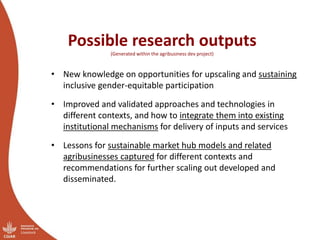 Future research directions for a Maziwa (or Vyakula) Zaidi R4D Program in Tanzania