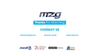 Thanks For Watching
CONTACT US
CONTACT@MZG.VN +84 9678 104 80 WWW.MZG.VN
 