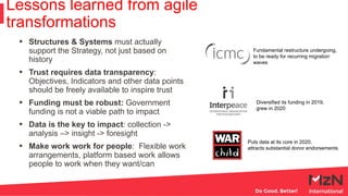 • Structures & Systems must actually
support the Strategy, not just based on
history
• Trust requires data transparency:
O...