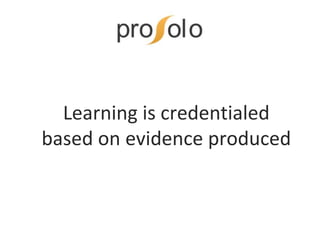 Learning is credentialed
based on evidence produced
 