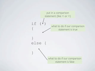 put in a comparison
                             statement (like < or >)

                        if ( )
                 ...