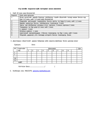 МЭДЭЭЛЭЛ ЗҮЙ-6 | PDF