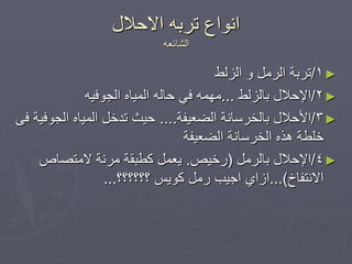 ‫االدالل‬ ّ‫ذشت‬ ‫إَاع‬
►1/‫انضنؾ‬ ٔ ‫انشيم‬ ‫ذشتح‬
►2/‫تانضنؾ‬ ‫اإلدالل‬...ّٛ‫انجٕف‬ ِ‫انًٛا‬ ّ‫دان‬ ٙ‫ف‬ ًّٓ‫ي‬
►3/‫األد‬‫ال‬‫انؼعٛفح‬ ‫تانخشعاَح‬ ‫ل‬....ٗ‫ف‬ ‫انجٕفٛح‬ ِ‫انًٛا‬ ‫ذذخم‬ ‫دٛس‬
‫انؼعٛفح‬ ‫انخشعاَح‬ ِ‫ْز‬ ‫خهـح‬
►4/‫تانشيم‬ ‫اإلدالل‬(‫سخٛض‬.‫اليرظاص‬ ‫يشَح‬ ‫كـثمح‬ ‫ٚعًم‬
‫االَرفار‬...)‫؟؟؟؟؟؟‬ ‫كٕٚظ‬ ‫سيم‬ ‫اجٛة‬ ٘‫اصا‬...
 