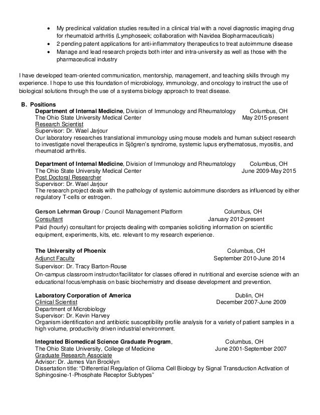 nicholas young cv research scientist immunology and rheumatology