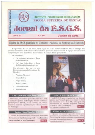 N.º 19 jornal da e.s.g.s   junho de 2001 ano iii