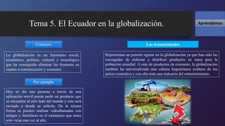 Tema 5. El Ecuador en la globalización. | PPTX