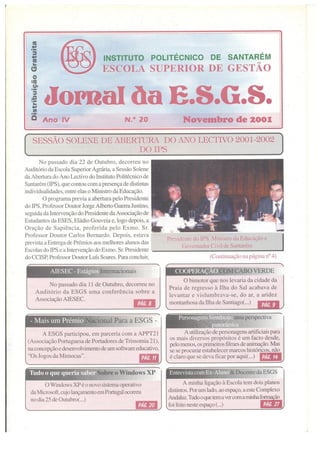 N.º 20 jornal da e.s.g.s   novembro de 2001 ano iv