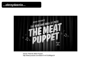 ...obrzydzenie...




               Diesel, Pete the Meat Puppet
               http://www.youtube.com/watch?v=k7VzWitgeU4
 